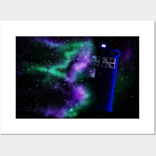 TARDIS with purple & green Posters and Art